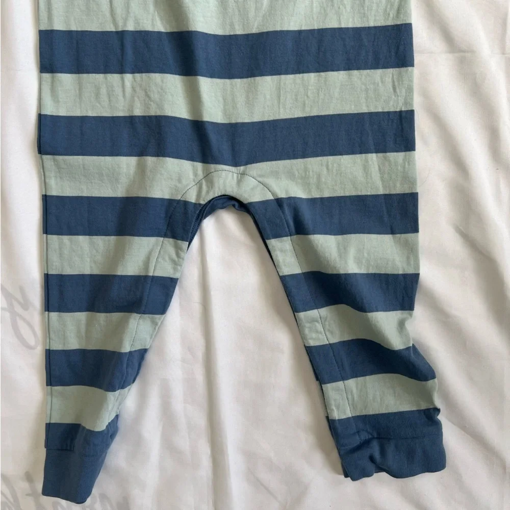 Baby GAP Blue Striped Long Sleeve One Piece Polo Size 18-24 Months